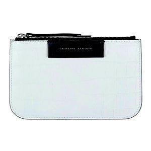⭐️ GIUSEPPE ZANOTTI ⭐️CROCODILE PRINT WHITE LEATHER ZIPPER POUCH ⭐️BNWT⭐️